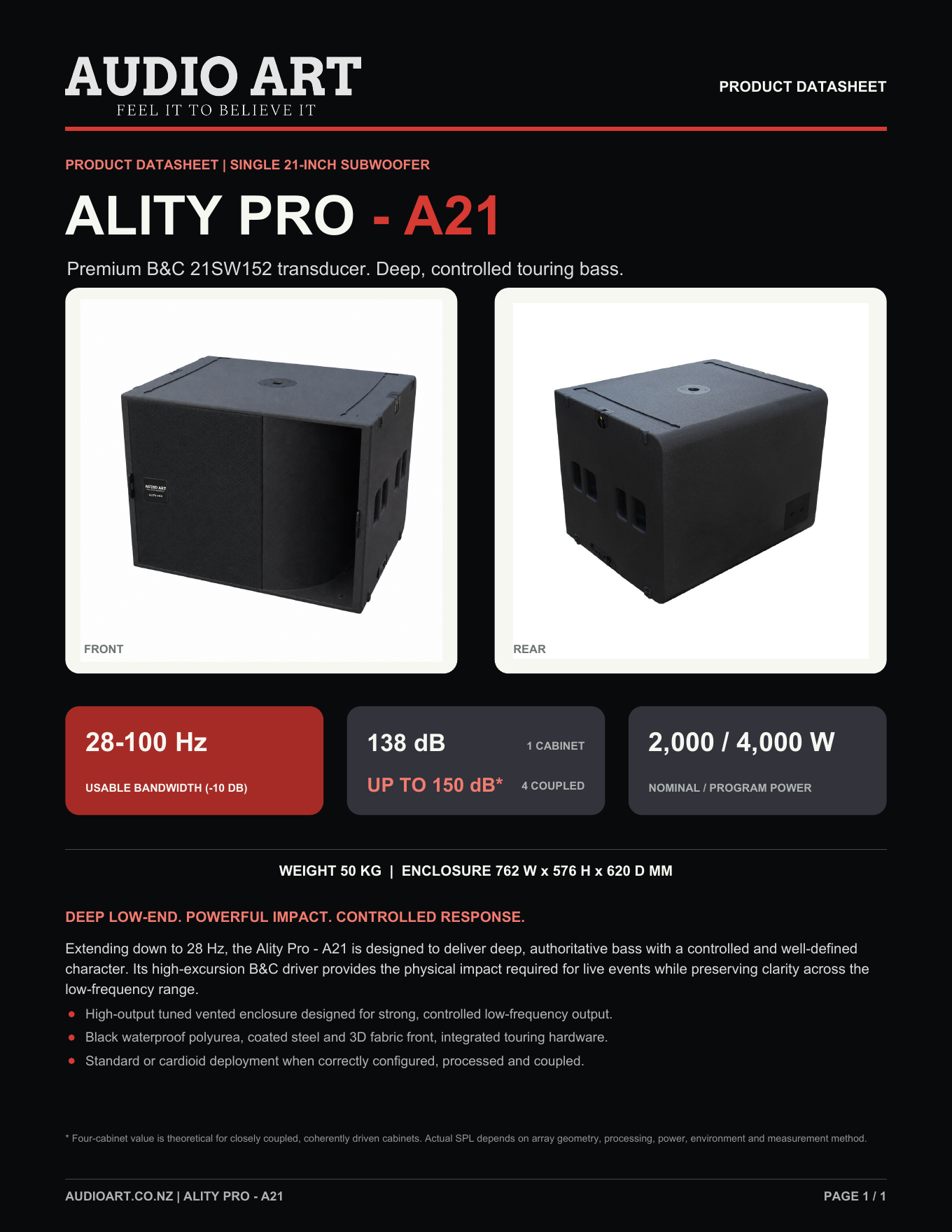 AudioArt Ality Pro - A21 datasheet preview