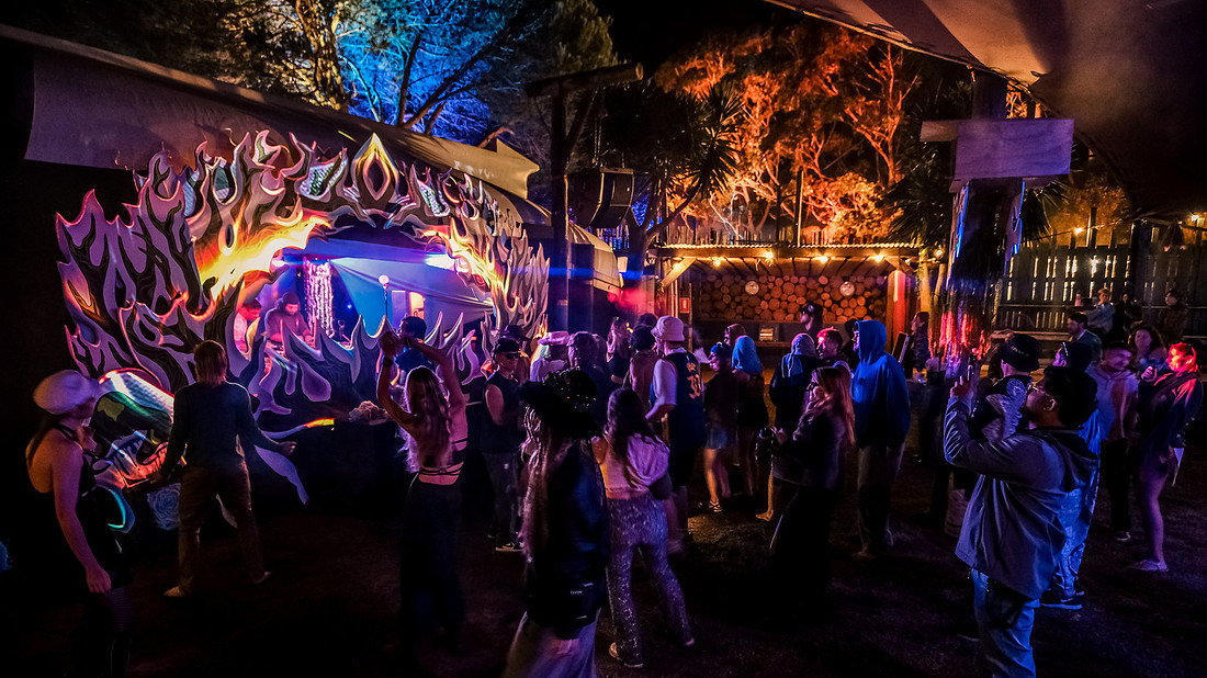 Crowd enjoying an Audio Art event sound system